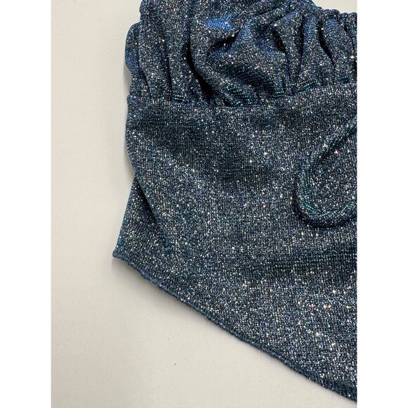 Urban Outfitters Sparkle Crop Top Spaghetti Strap Smocked Back Size Small - Picture 7 of 7